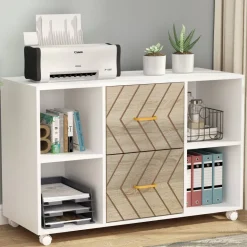 Fashion Tribesigns 2 Drawer File Cabinet, Large Mobile Filing Cabinet for Letter Size
