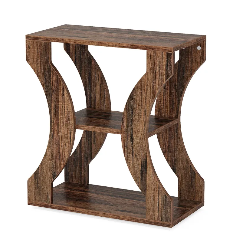 Flash Sale Tribesigns 24" End Table, 3 - Tier Farmhouse Side Table with Storage Shelves