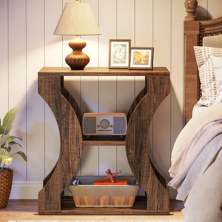 Flash Sale Tribesigns 24" End Table, 3 - Tier Farmhouse Side Table with Storage Shelves