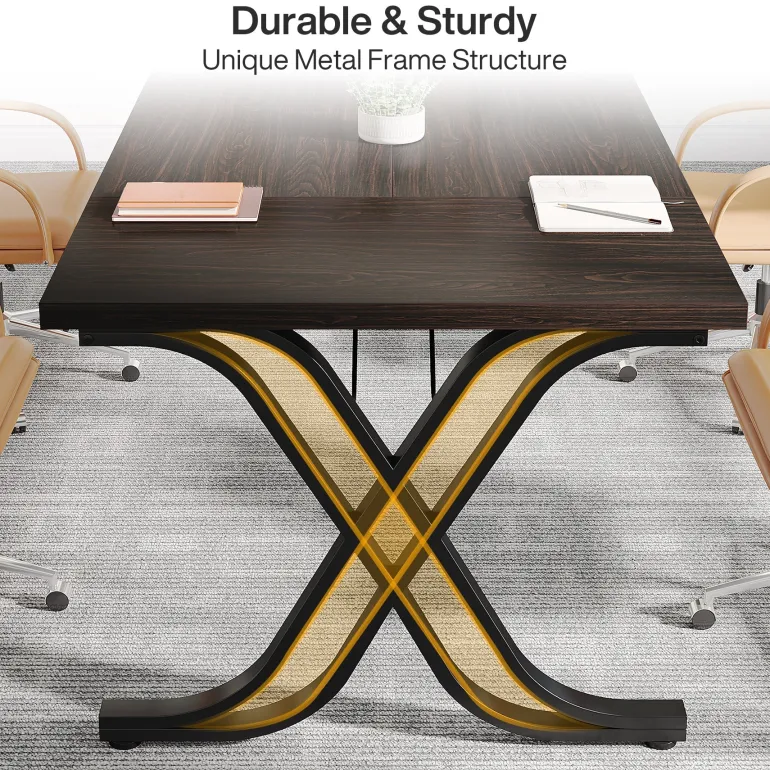 Outlet Tribesigns 63" Executive Desk Computer Desk with Metal Frame for Home Office