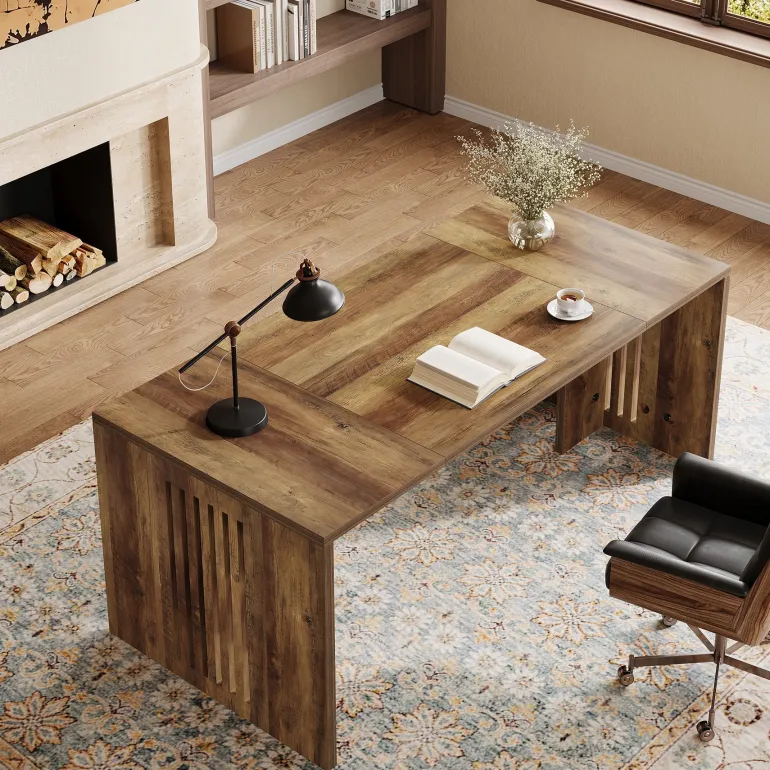 Flash Sale Tribesigns 63" Executive Desk, Farmhouse Computer Writing Conference Table