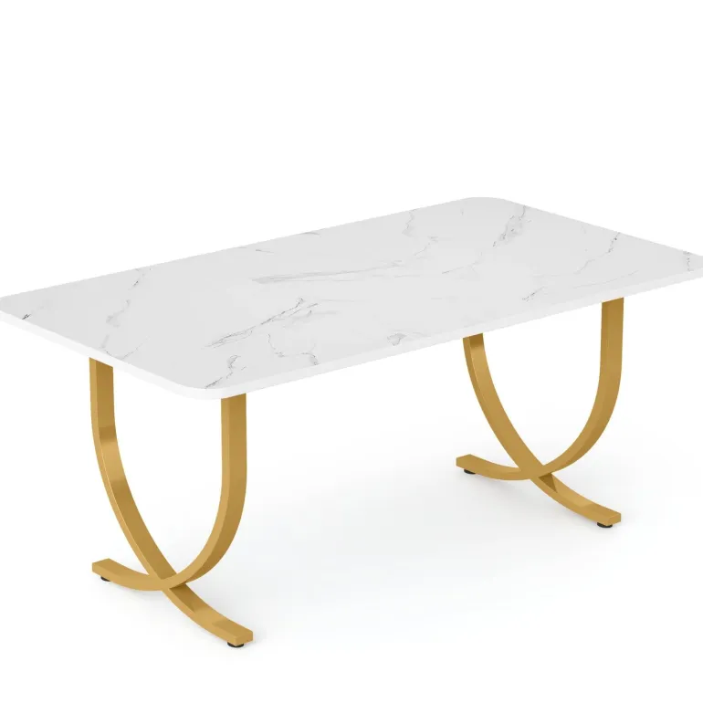 Store Tribesigns 63" Executive Desk, Faux Marble Computer Desk Meeting Table