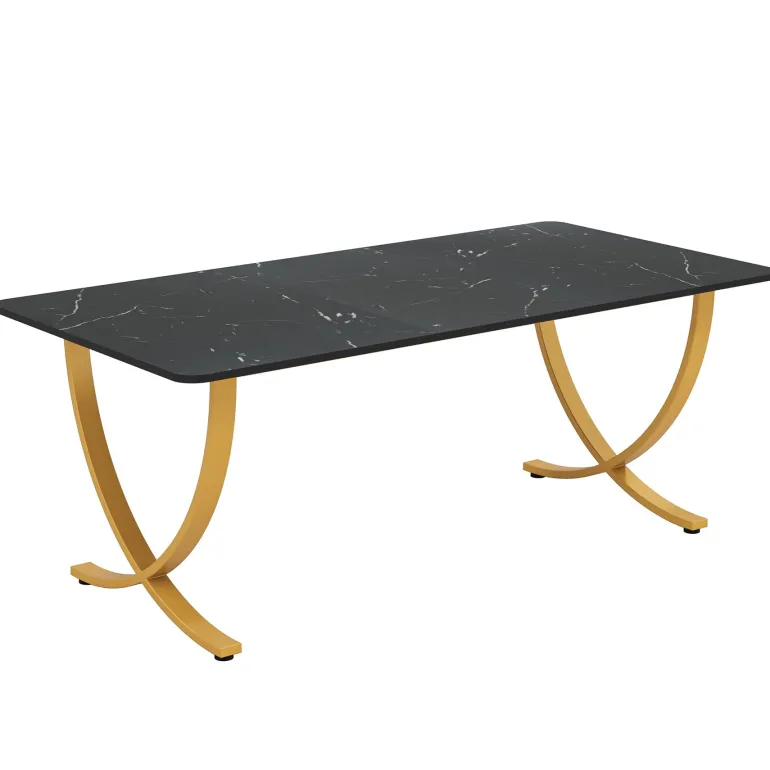 Store Tribesigns 63" Executive Desk, Faux Marble Computer Desk Meeting Table