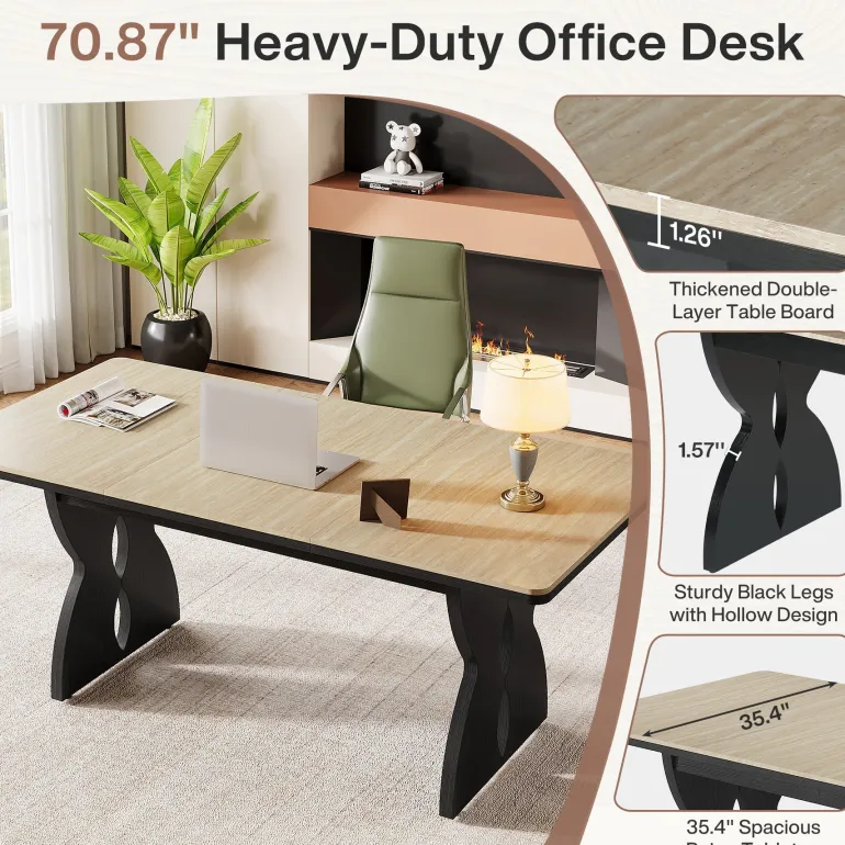 Shop Tribesigns 70.8" Executive Desk, Heavy - duty Computer Desk Office Desk