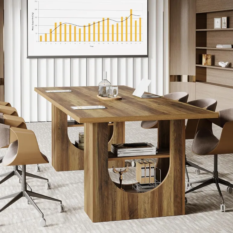 Cheap Tribesigns 70.8" Executive Desk, Home Office Desk Computer Desk with Storage Shelves