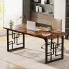 Cheap Tribesigns 63" Executive Desk, Industrial Study Computer Desk with Metal Legs