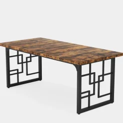 Cheap Tribesigns 63" Executive Desk, Industrial Study Computer Desk with Metal Legs