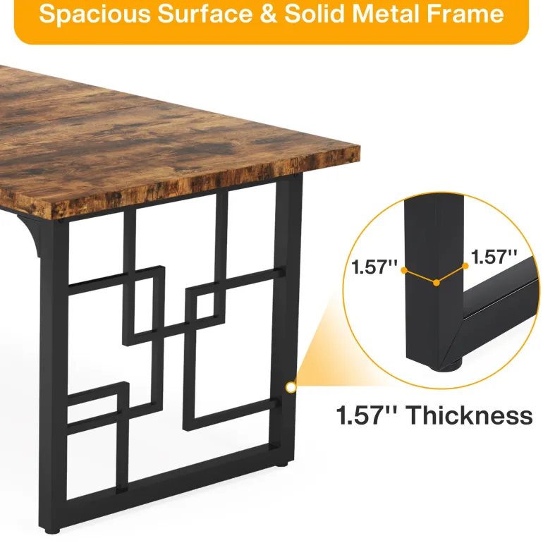 Cheap Tribesigns 63" Executive Desk, Industrial Study Computer Desk with Metal Legs