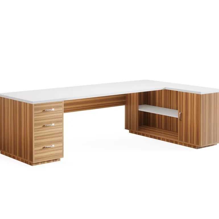 Shop Tribesigns 85.8" Executive Desk, L - Shaped Office Desk Computer Desk with File Drawers