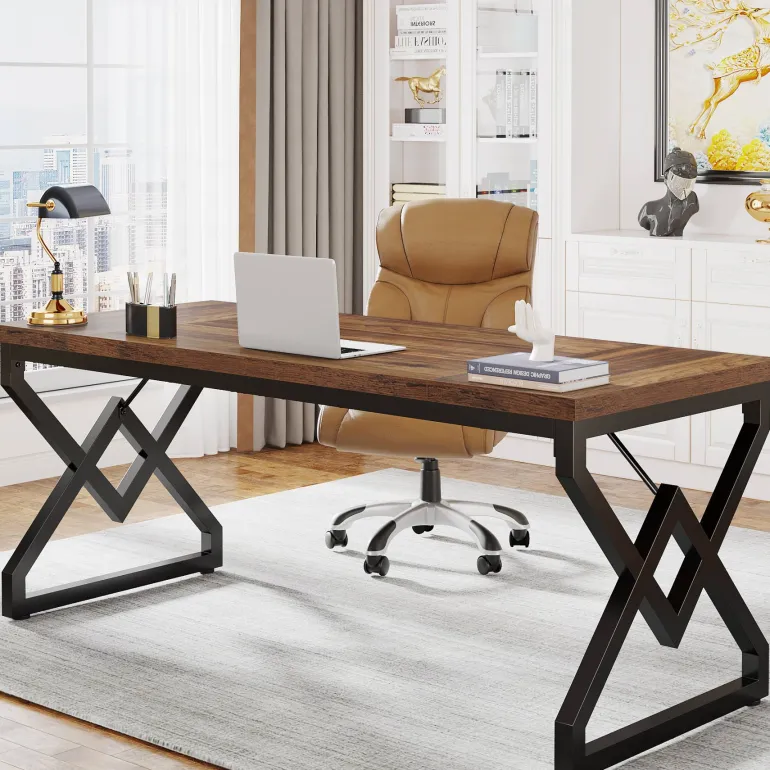 Cheap Tribesigns 63" Executive Desk, Large Computer Desk for Home Office