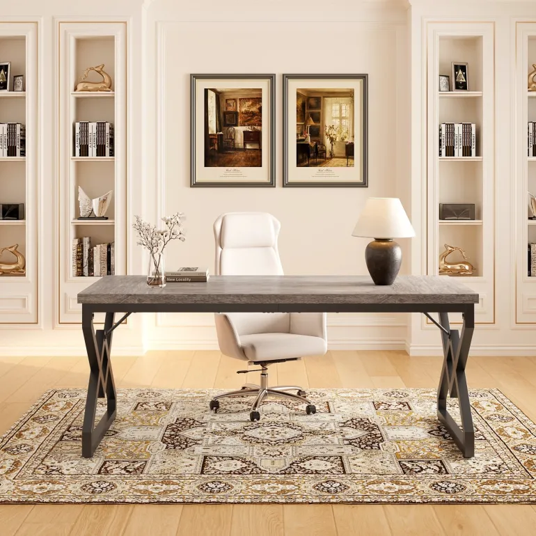 Cheap Tribesigns 63" Executive Desk, Large Computer Desk for Home Office