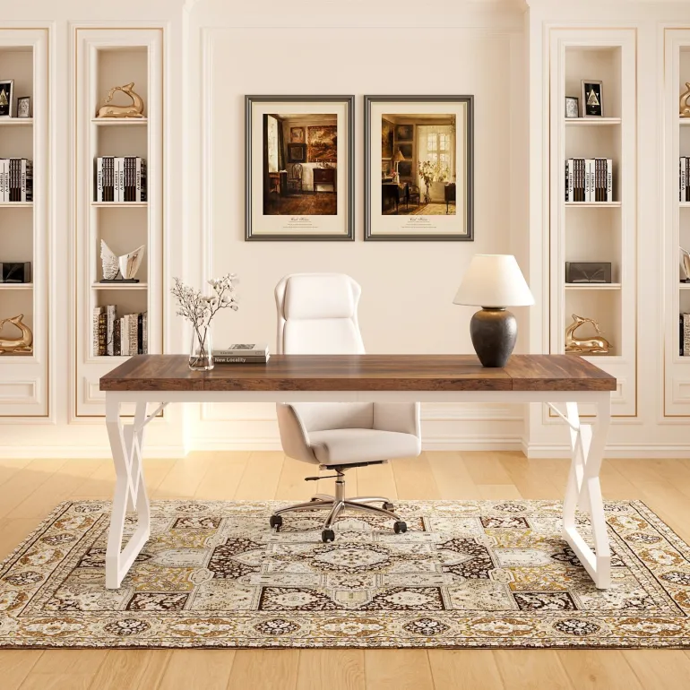 Cheap Tribesigns 63" Executive Desk, Large Computer Desk for Home Office