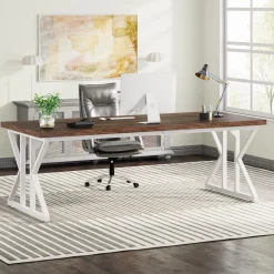 Cheap Tribesigns 78.7" Executive Desk, Large Computer Desk Two Person Desk for Home Office