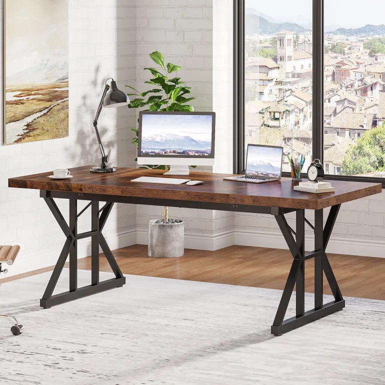 Store Tribesigns 70.8" Executive Desk, Large Computer Office Desk Workstation