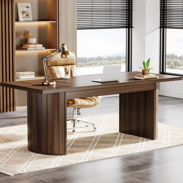 Online Tribesigns 78.8" Executive Desk, Large Computer Office Desk with Double Pedestal