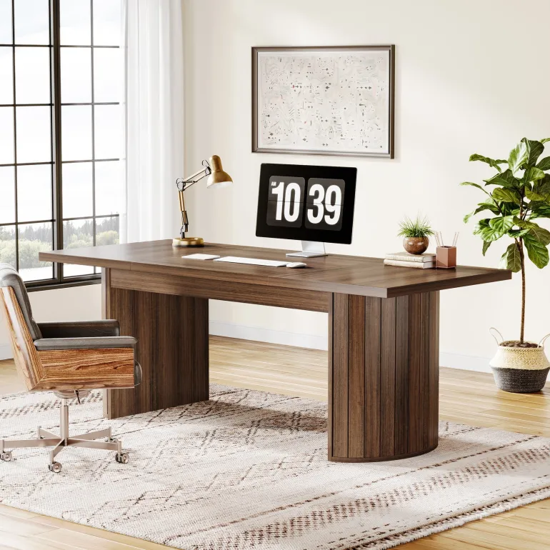 Online Tribesigns 78.8" Executive Desk, Large Computer Office Desk with Double Pedestal