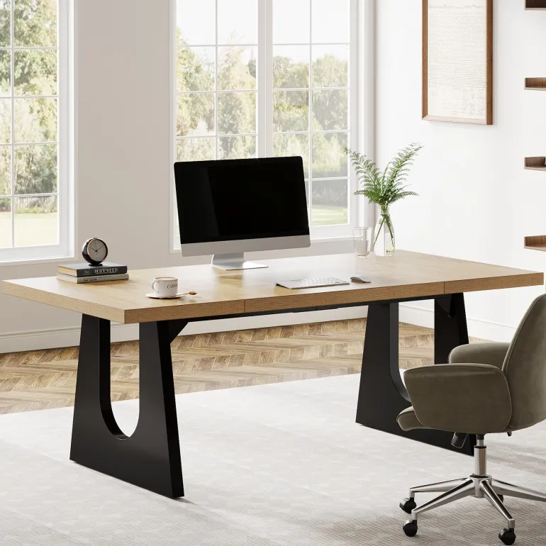 Discount Tribesigns 70" Executive Desk, Modern Computer Office Desk Workstation