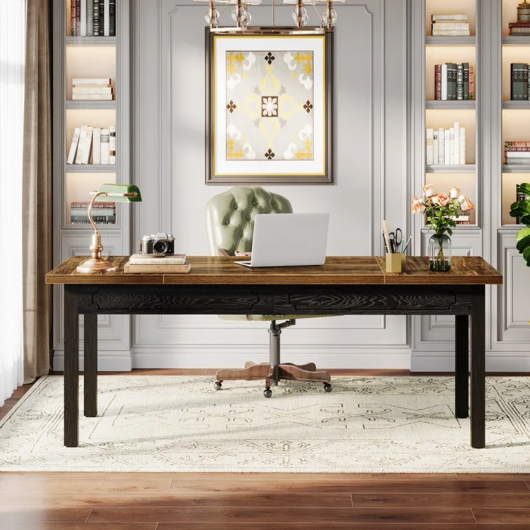 Shop Tribesigns 63" Executive Desk, Modern Computer Desk Office Desk