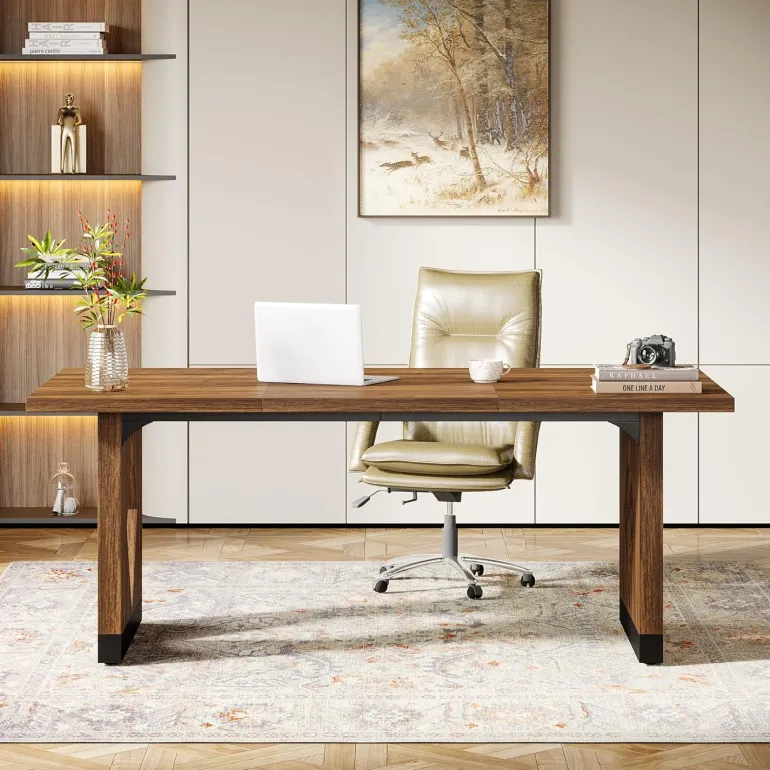 Cheap Tribesigns 63" Executive Desk, Modern Computer Desk Home Office Desk