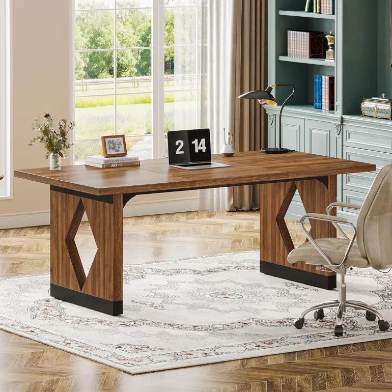 Cheap Tribesigns 63" Executive Desk, Modern Computer Desk Home Office Desk