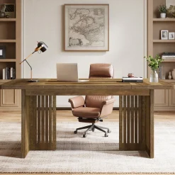 Store Tribesigns 63" Executive Desk, Modern Computer Desk Study Writing Table