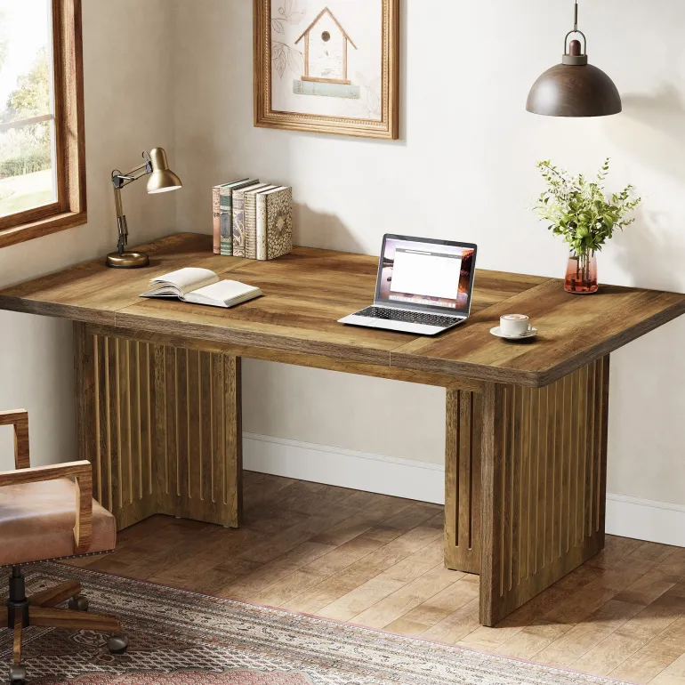 Store Tribesigns 63" Executive Desk, Modern Computer Desk Study Writing Table