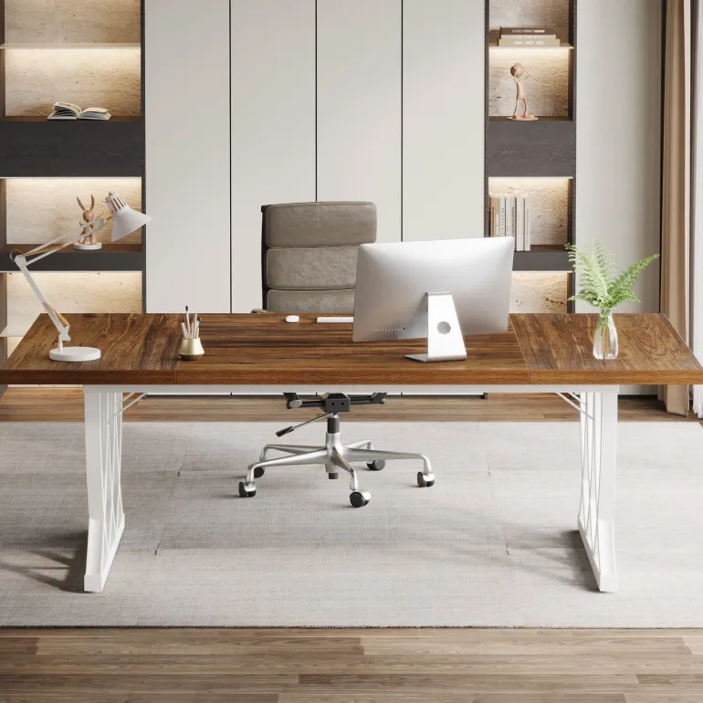 Cheap Tribesigns 70.8" Executive Desk, Retro Office Desk Computer Desk