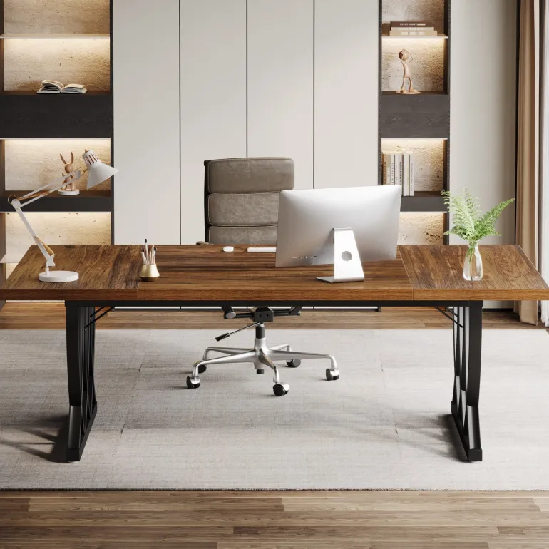 Cheap Tribesigns 70.8" Executive Desk, Retro Office Desk Computer Desk