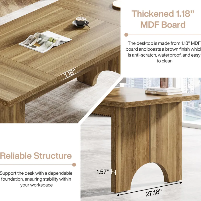 Hot Tribesigns 63" Executive Desk, Rustic Wood Computer Desk Office Desk