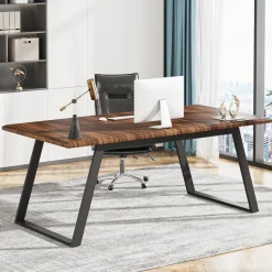 Outlet Tribesigns 63" Executive Desk, Simple Wood Computer Writing Desk