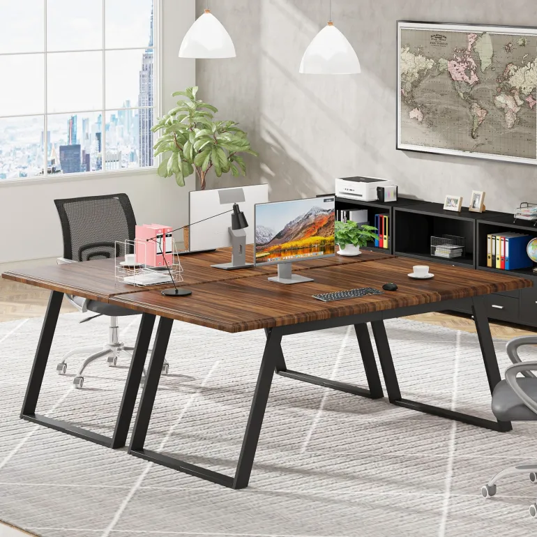 Outlet Tribesigns 63" Executive Desk, Simple Wood Computer Writing Desk