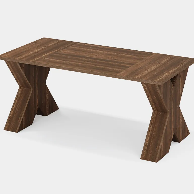 New Tribesigns 63" Executive Desk, Wood Computer Desk with X - Shaped Pedestal Base