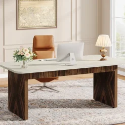 Store Tribesigns 70.8" Executive Desk, Wood Computer Office Desk Conference Table