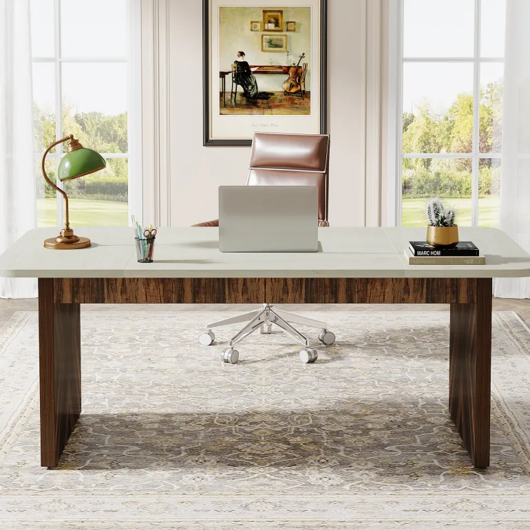 Store Tribesigns 70.8" Executive Desk, Wood Computer Office Desk Conference Table