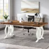 New Tribesigns 70.8" Executive Desk, Wood Computer Office Desk Writing Table