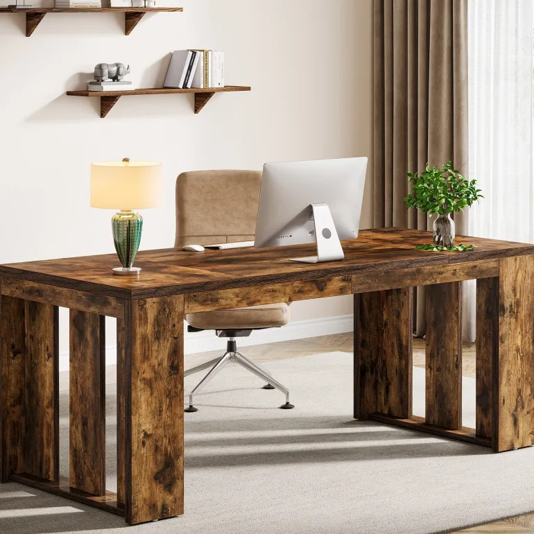Fashion Tribesigns 63" Executive Desk, Wood Computer Table Conference Table for 4 - 6