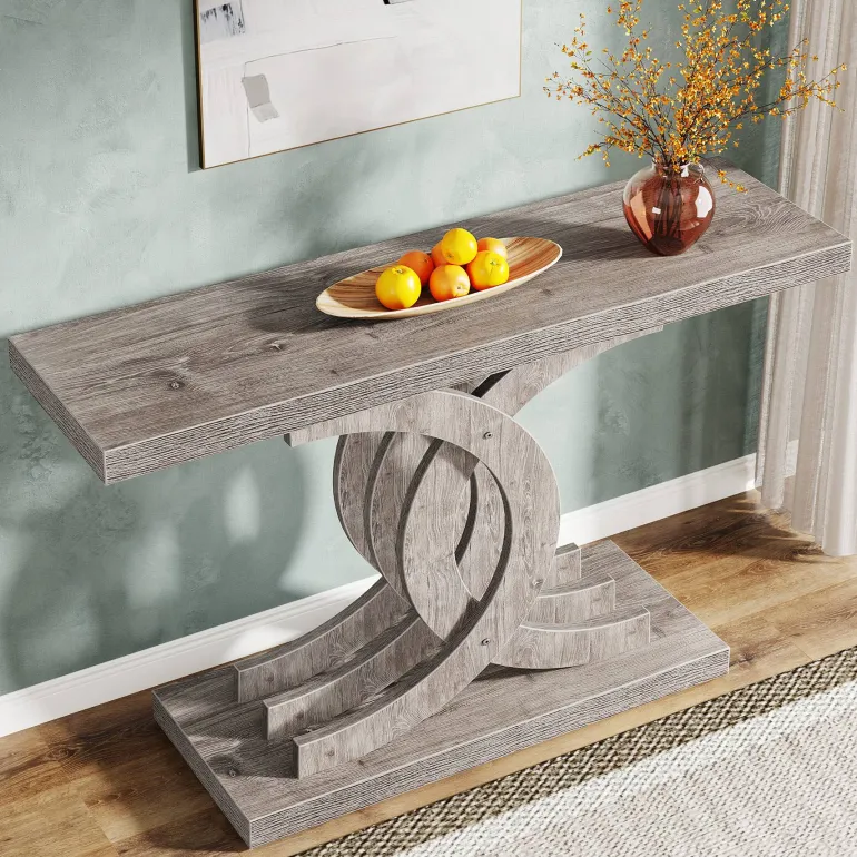 Sale Tribesigns 39" Farmhouse Console Table Entryway Table with Geometric Base
