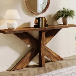 Discount Tribesigns 70.9" Farmhouse Console Table, Wood Sofa Hallway Table