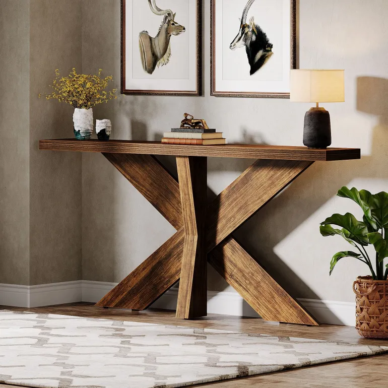 Discount Tribesigns 70.9" Farmhouse Console Table, Wood Sofa Hallway Table