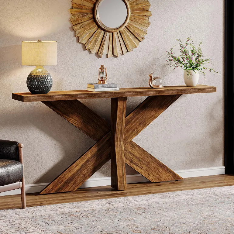 Discount Tribesigns 70.9" Farmhouse Console Table, Wood Sofa Hallway Table