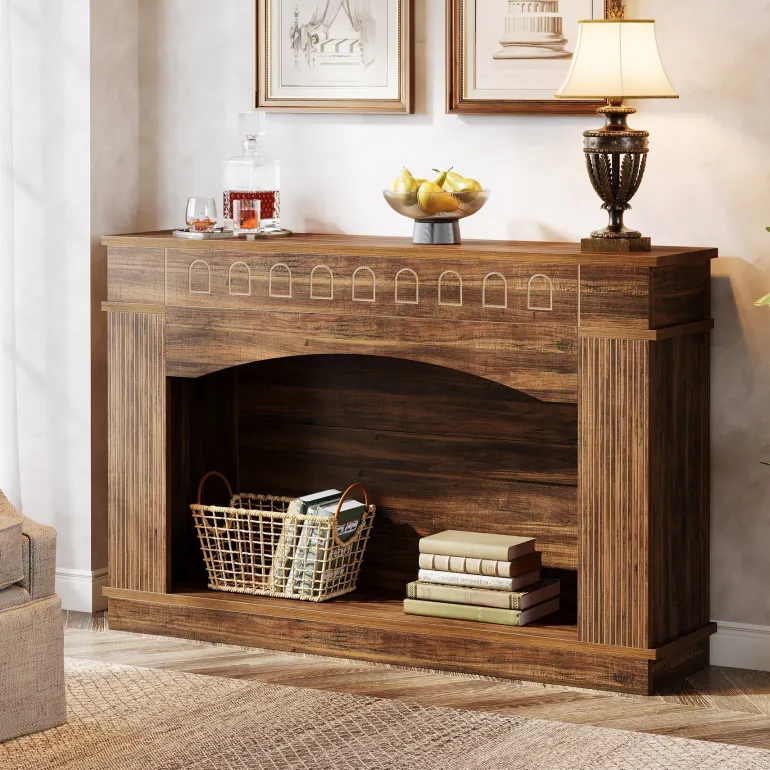 Best Tribesigns 47" Farmhouse Console Table, 2 - Tier Sofa Table Entryway Table