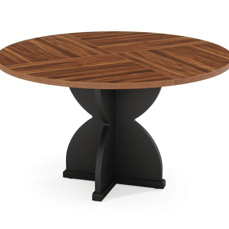 Cheap Tribesigns 47" Farmhouse Dining Table, Wood Circle Kitchen Table for 4 - 6 People