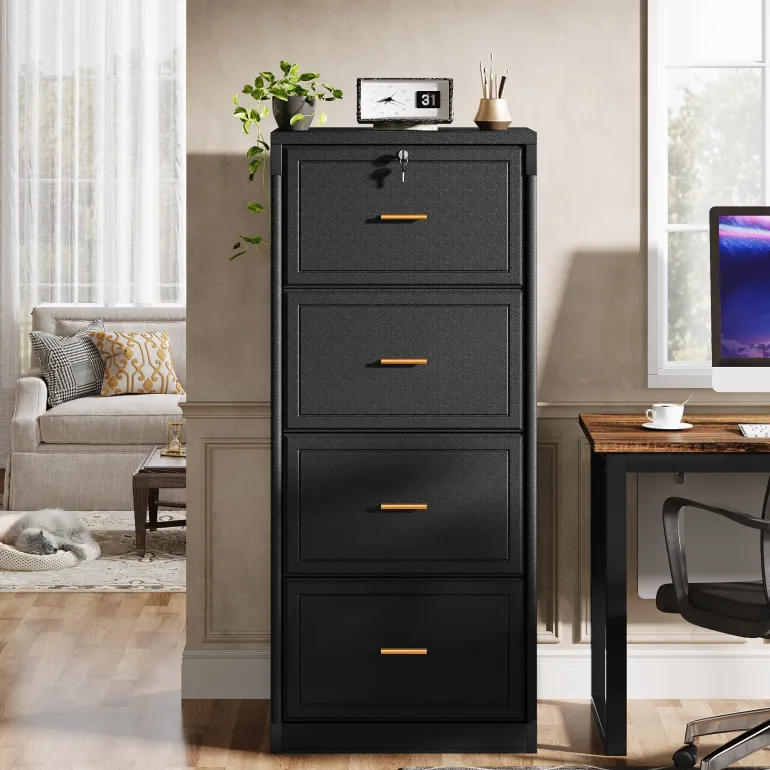 Store Tribesigns 51" File Cabinet, Vertical Filing Cabinet with 4 Storage Drawers
