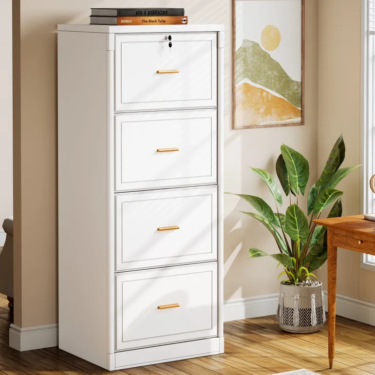 Store Tribesigns 51" File Cabinet, Vertical Filing Cabinet with 4 Storage Drawers