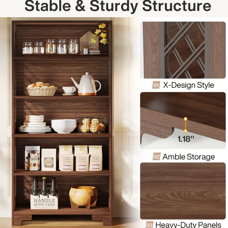 Fashion Tribesigns 70.8" Freestanding Bookshelf, 6 - Tier Bookcase Display Rack Storage Shelves