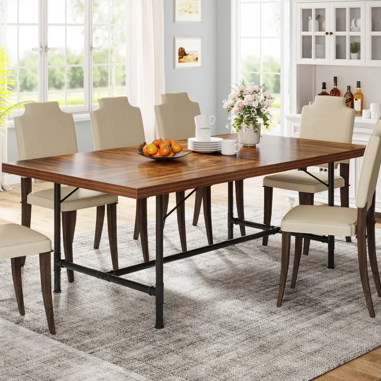 Hot Tribesigns 70.8" Industrial Dining Table Kitchen Table for 6-8 People