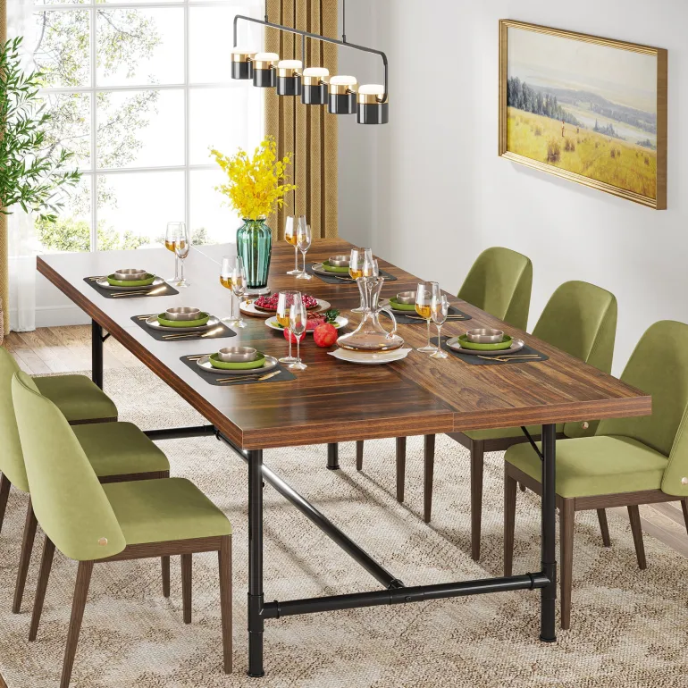 Hot Tribesigns 70.8" Industrial Dining Table Kitchen Table for 6-8 People