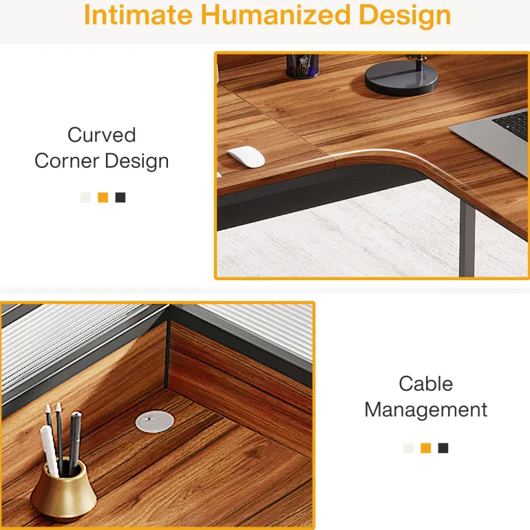 Fashion Tribesigns 55" L - Shaped Computer Desk, Executive Desk Corner Office Desk with Baffle Plate