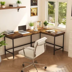 Cheap Tribesigns 67" L - Shaped Desk, Industrial Reversible Computer Corner Desk