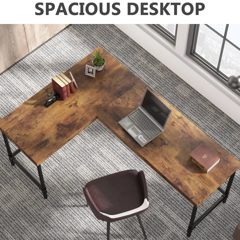 Cheap Tribesigns 67" L - Shaped Desk, Industrial Reversible Computer Corner Desk